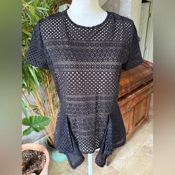 BCBG Maxazria Vicktoria Peplum Lace Blouse
Black Tan medium - Picture 9 of 16